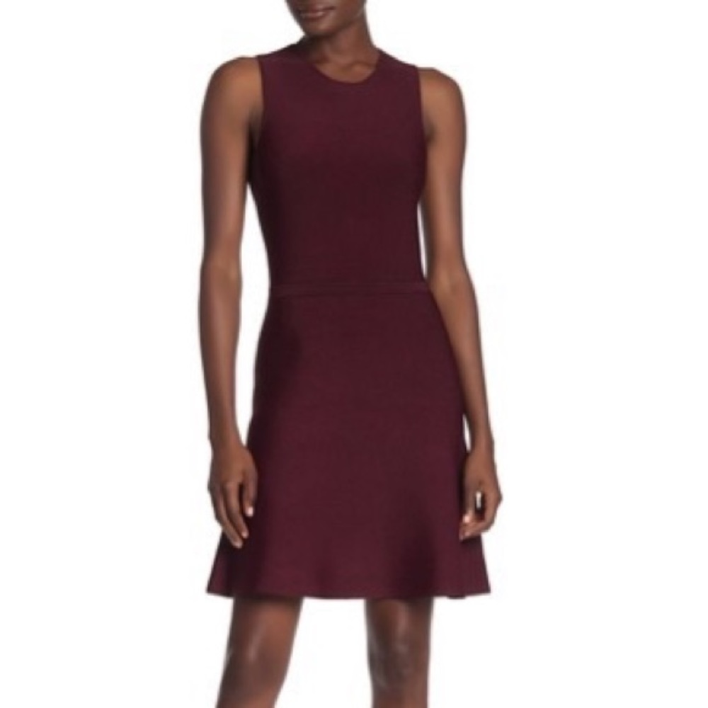Theory Marled Fit & Flare Dress, Bordeaux